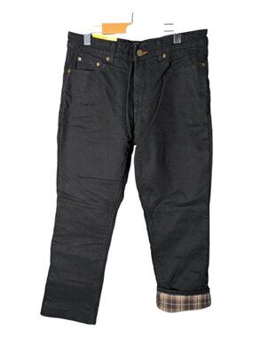 NWT Realtree Flannel Quilted Plaid Lined‎ Jeans Straight Leg Black 32x30